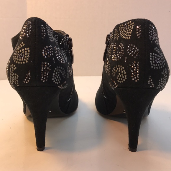 Kathy Van Zeeland Black Booties Silver &Gray Beads - Picture 5 of 12